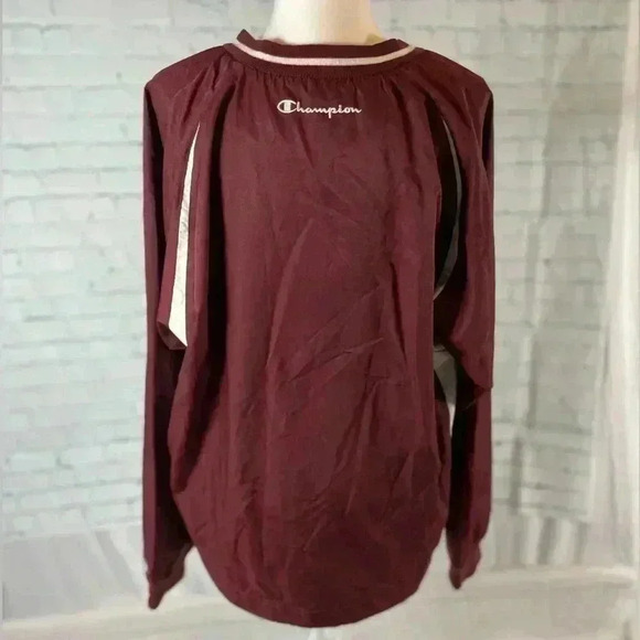 Champion Vintage 90s Adult M Pullover V-Neck Windbreaker Lined Jacket Maroon red - Picture 3 of 16